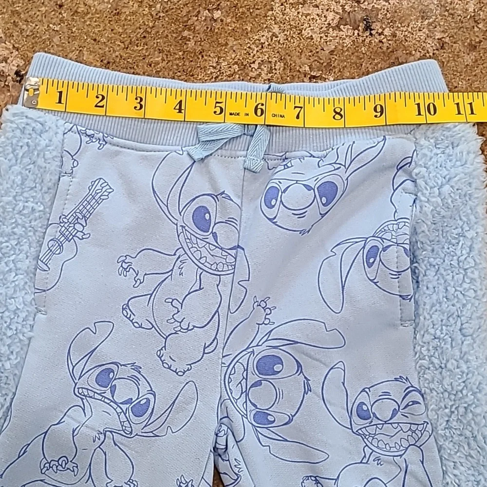 DISNEY STITCH SWEATPANTS GIRLS XS(4/5) BLUE SHERPA(Side) New